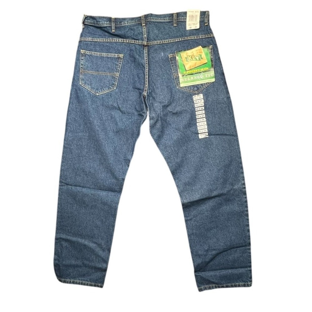 Key Jeans Mens 44x34 Blue Relaxed Fit 5-Pocket Heavyweight Denim 4876-43